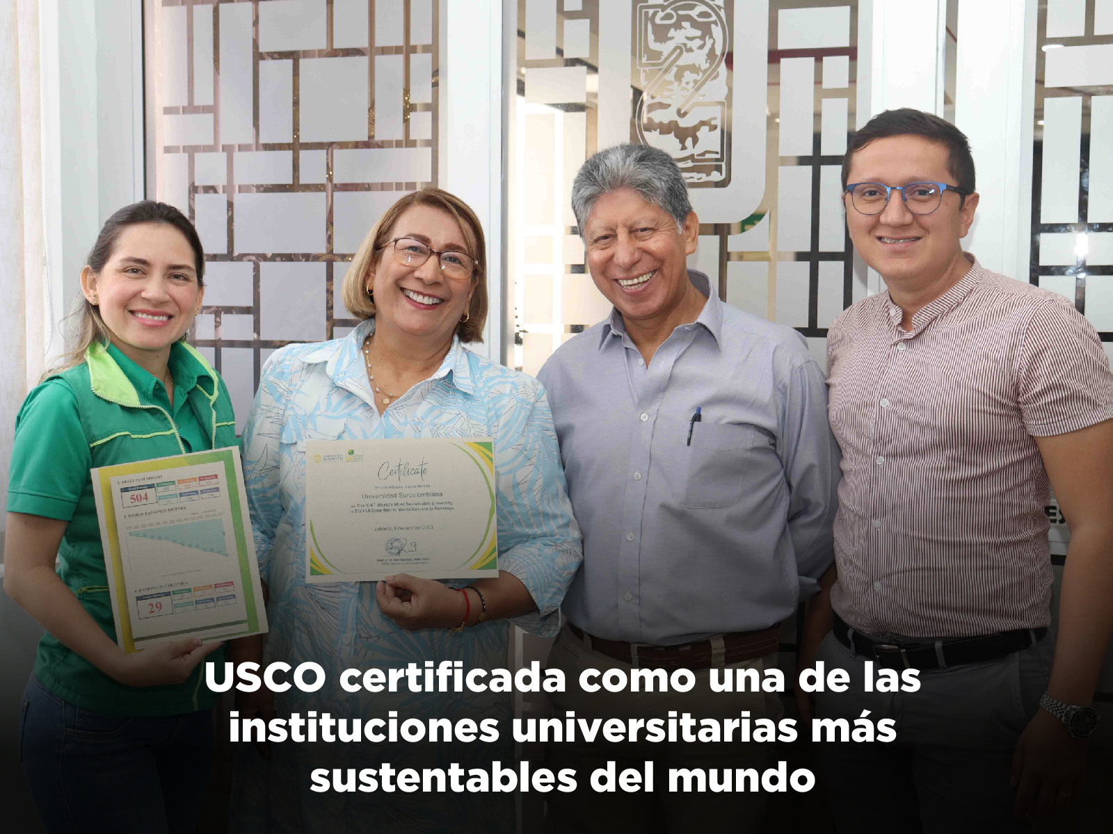 USCO certificada como una de las instituciones universitarias más sustentables del mundo